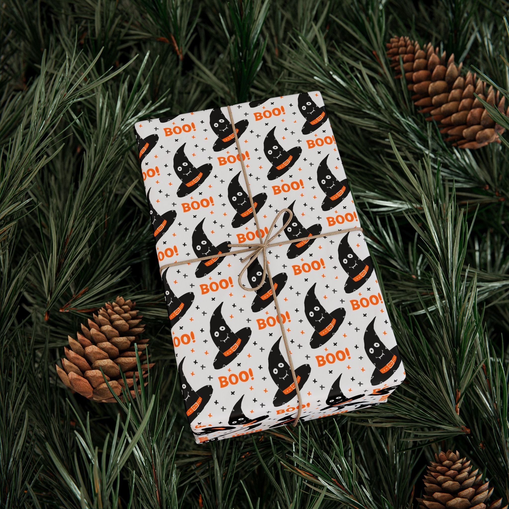 Halloween Boo Hats Wrapping Paper | Holiday Gift Wrapping Paper Roll