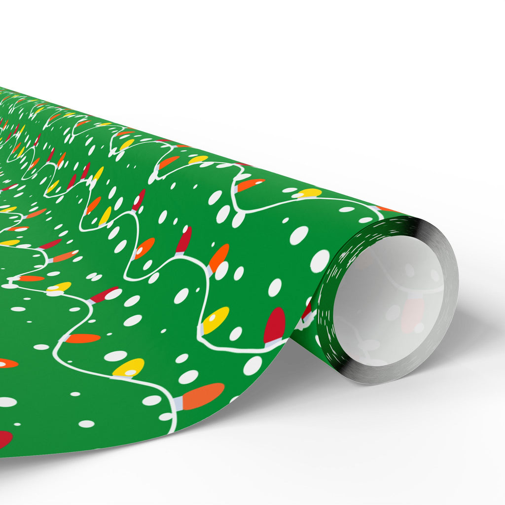 Christmas Evergreen Lights Wrapping Paper | Holiday Gift Wrapping Paper Roll
