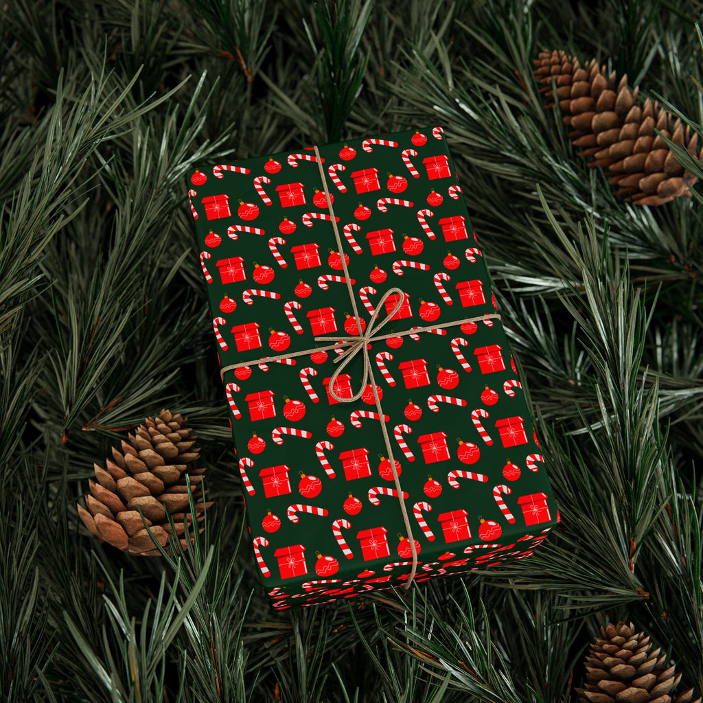 Christmas Red Gift Candies Wrapping Paper | Holiday Gift Wrapping Paper Roll