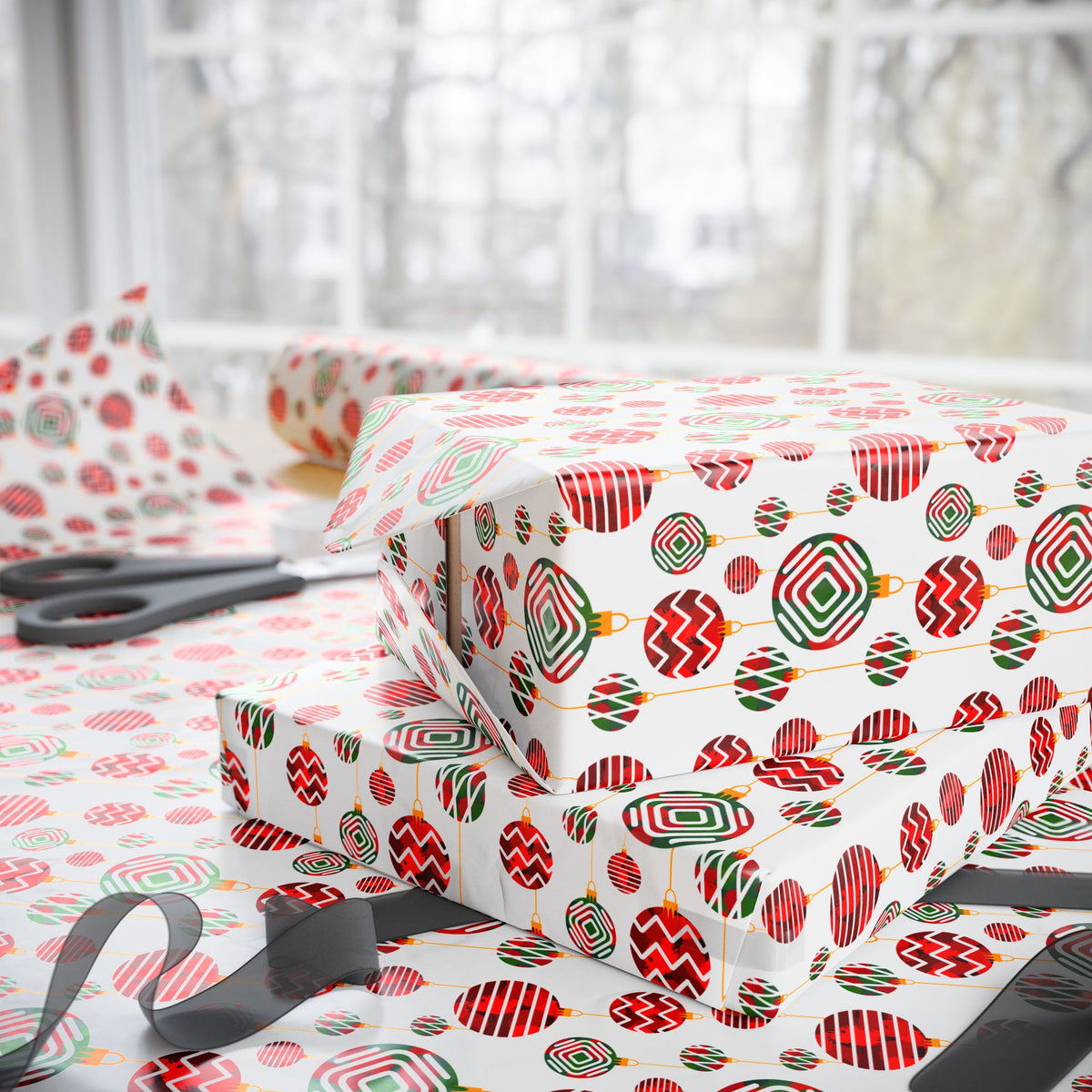 Christmas Glassworks Wrapping Paper | Holiday Gift Wrapping Paper Roll