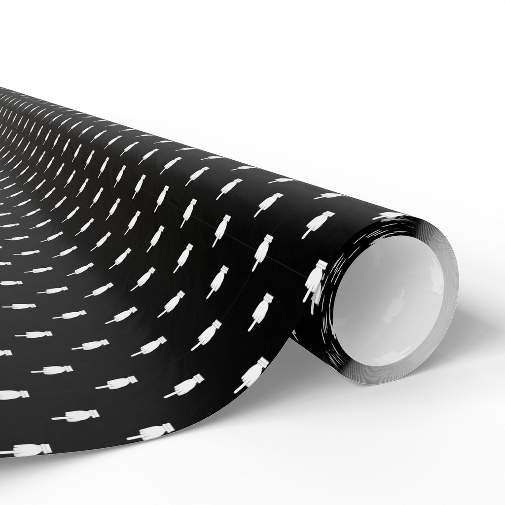 NSFW Friendly Hello Middle Finger on Black Wrapping Paper - Holiday Gift Wrapping Paper Roll