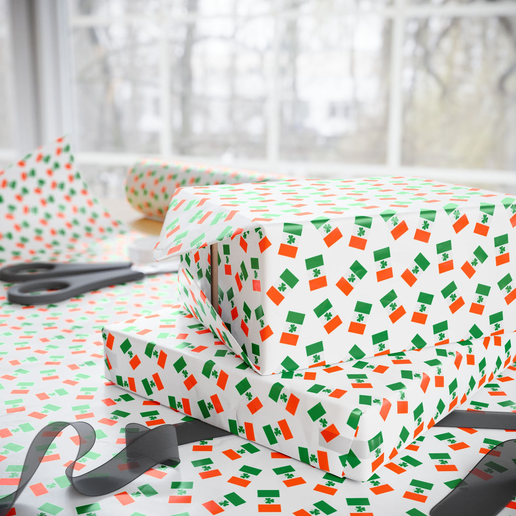 St Patrick's Day Irish Flags Wrapping Paper | Holiday Gift Wrapping Paper Roll