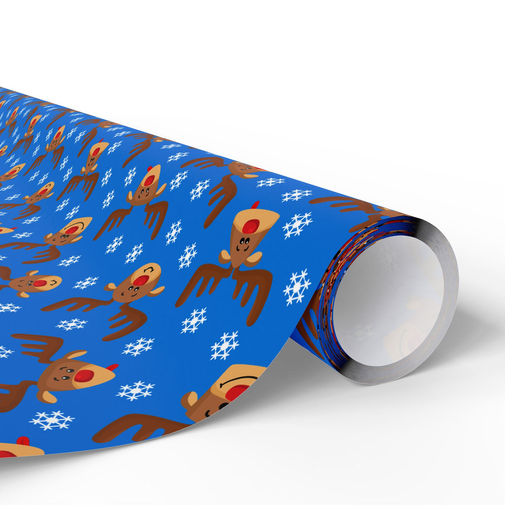 Christmas Snowy Rudolph Wrapping Paper | Holiday Gift Wrapping Paper Roll