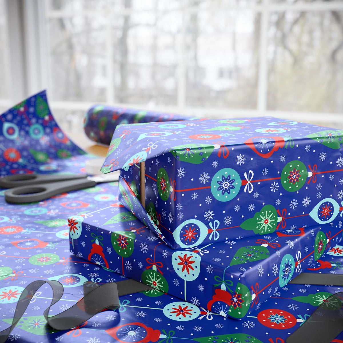 Christmas Assorted Ornaments Wrapping Paper | Holiday Gift Wrapping Paper