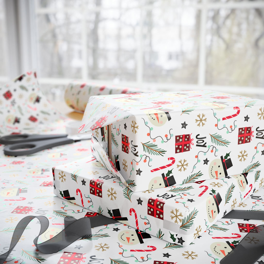 Christmas Snowman Joy Wrapping Paper | Holiday Gift Wrapping Paper Roll