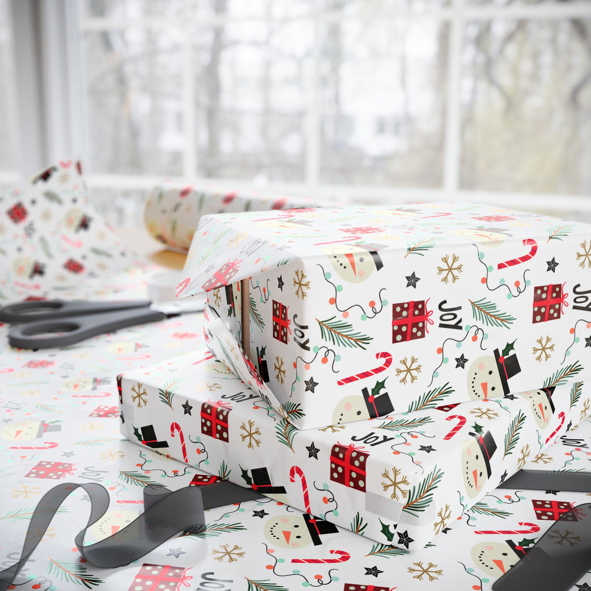 Christmas Snowman Joy Wrapping Paper | Holiday Gift Wrapping Paper Roll